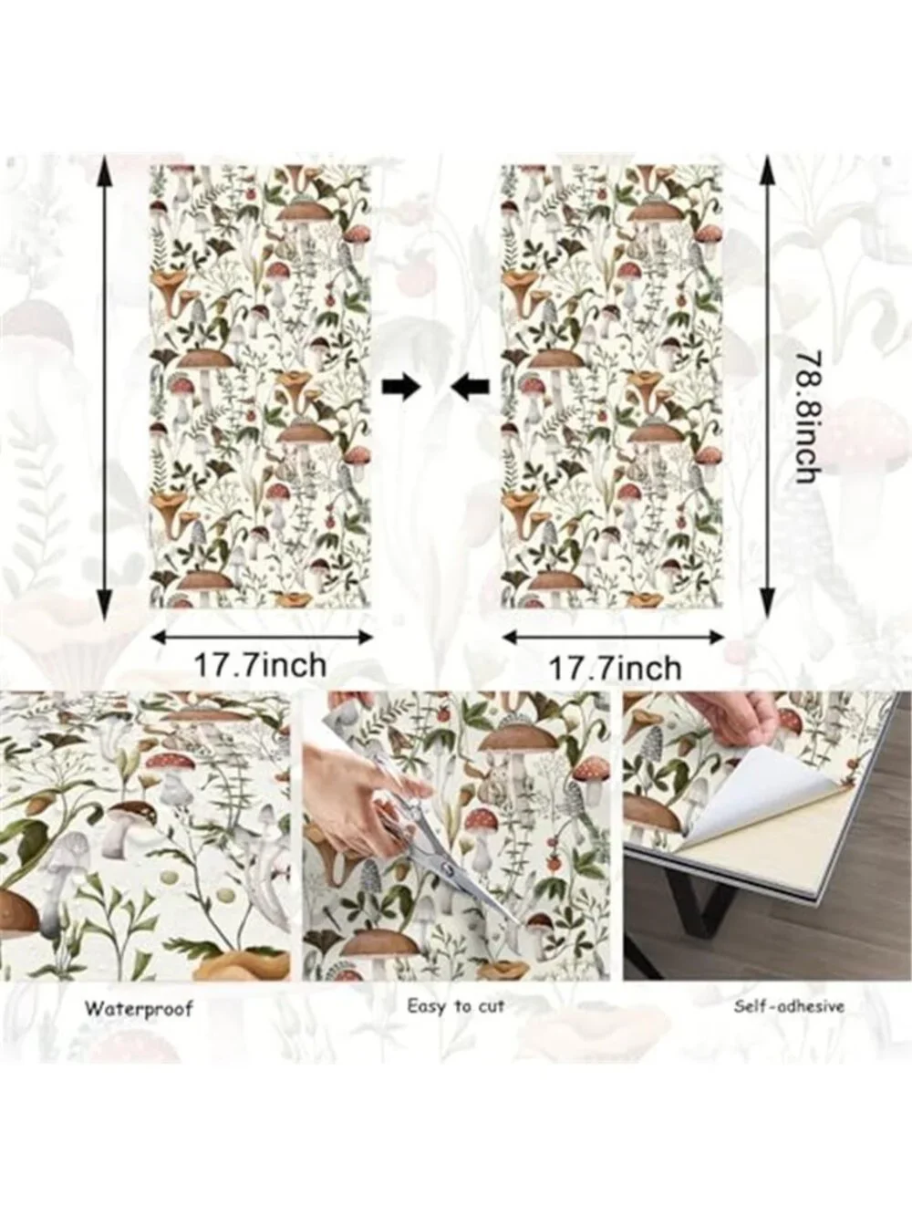Boho Mushroom Peel And Stick Wallpaper Removable Contact Paper Forest Decor